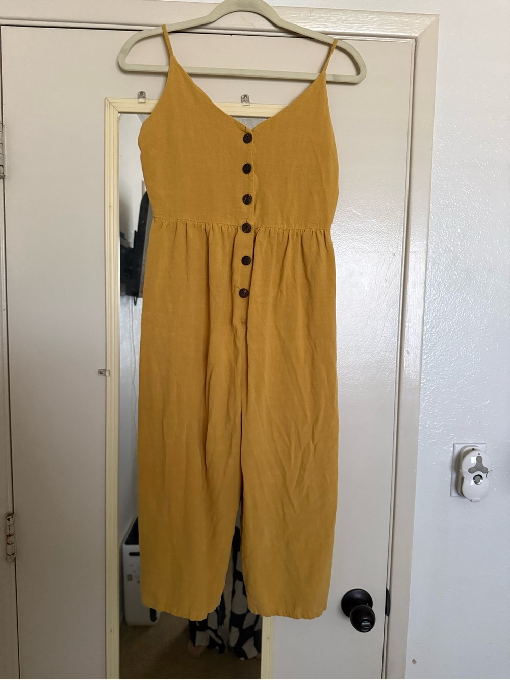 one clothing Mustard Yellow Button-Front Jumpsuit